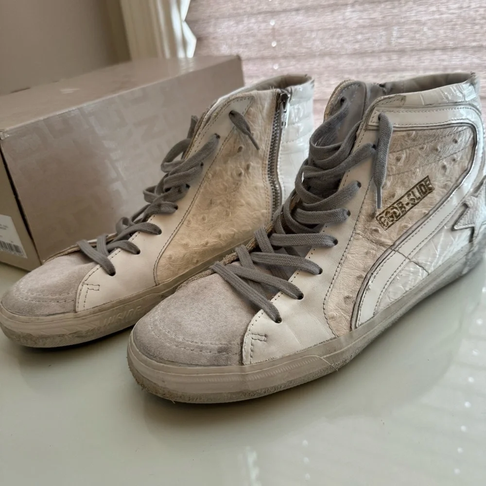 Golden Goose White Patchwork Slide Sneakers - Picture 3 of 9